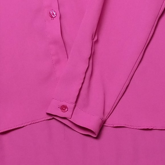 Jones New York Signature Pink Ruched Back Long Sleeve Button Up Women's Blouse S - Picture 12 of 12